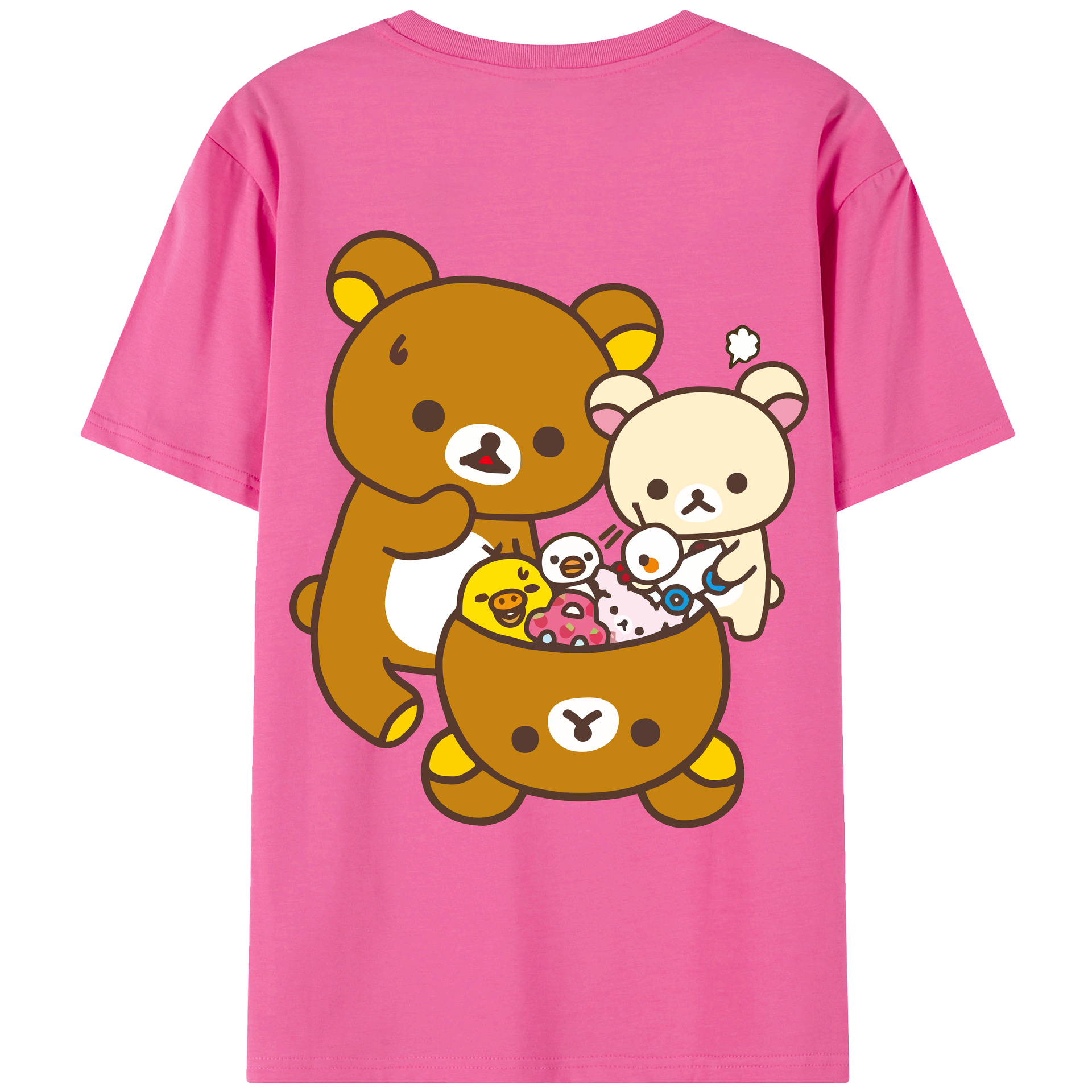 （画像用） リラックマ リラックマ キイロイトリ Rilakkuma Korilakkuma Kiiroitori レディース半袖Tシャツ(バックプリント)